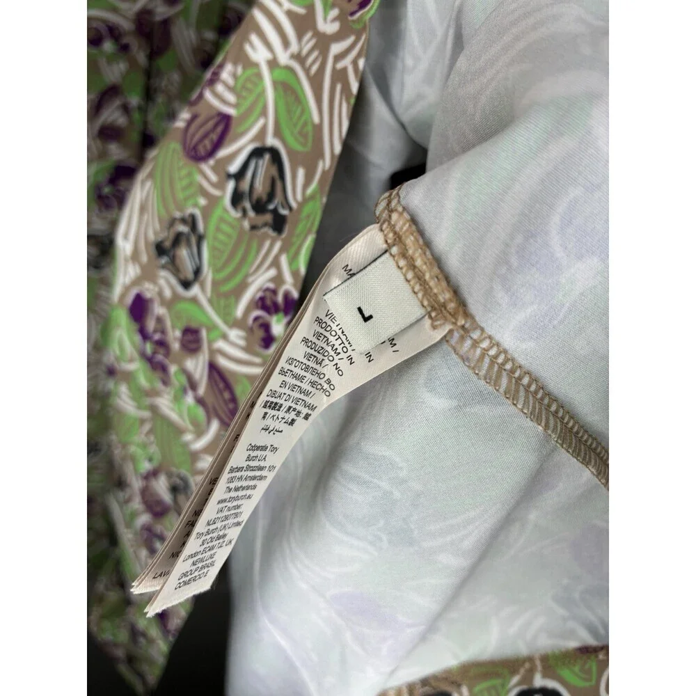 Tory Burch Printed Performance Golf Dress in Green Purple Floral Print Large